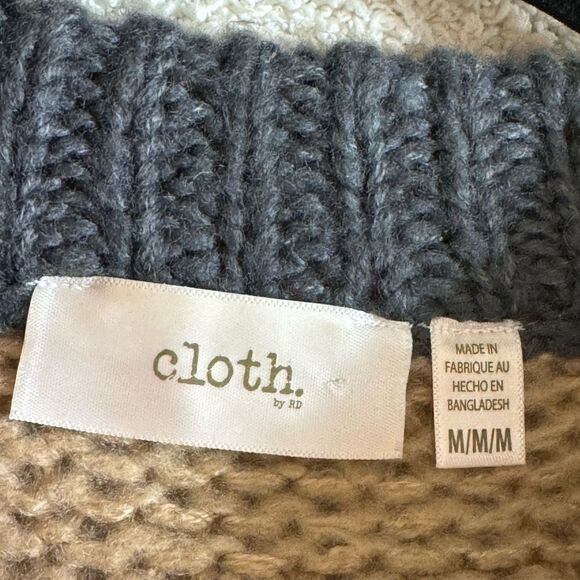 Cloth By RD Sweater Womens SZ M Crew Neck Chunky Knit Bold Striped Pullover Boxy - Picture 9 of 9